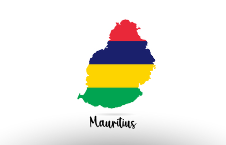Mauritius country flag inside country border map design suitable for a logo icon designのイラスト素材