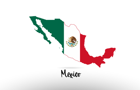 Mexico country flag inside country border map design suitable for a logo icon designのイラスト素材