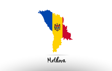 Moldova country flag inside country border map design suitable for a logo icon designのイラスト素材