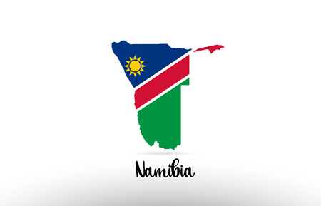 Namibia country flag inside country border map design suitable for a logo icon designのイラスト素材
