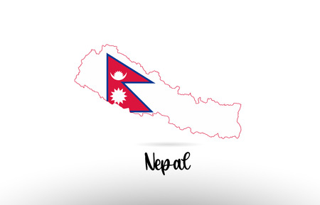 Nepal country flag inside country border map design suitable for a logo icon designのイラスト素材