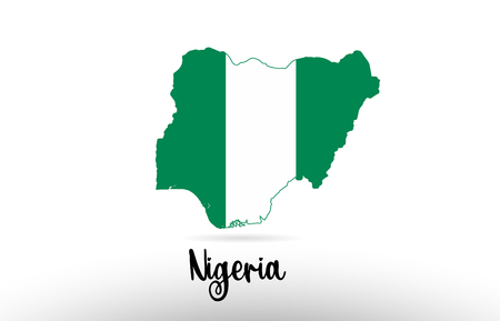 Nigeria country flag inside country border map design suitable for a logo icon designのイラスト素材