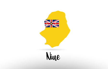 Niue country flag inside country border map design suitable for a logo icon designのイラスト素材