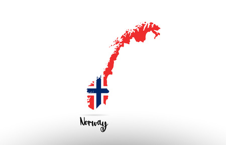 Norway country flag inside country border map design suitable for a logo icon designのイラスト素材