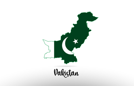 Pakistan country flag inside country border map design suitable for a logo icon designのイラスト素材