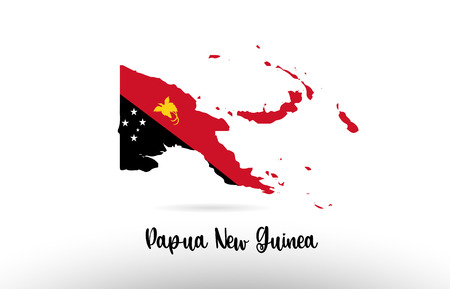Papua New Guinea country flag inside country border map design suitable for a logo icon designのイラスト素材