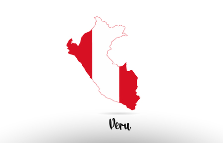 Peru country flag inside country border map design suitable for a logo icon designのイラスト素材