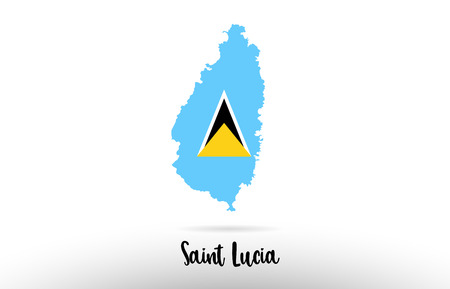 Saint Lucia country flag inside country border map design suitable for a logo icon designのイラスト素材