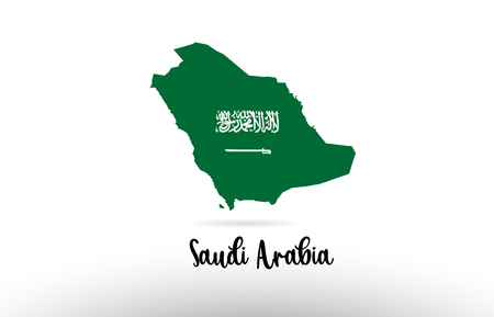Saudi Arabia country flag inside country border map design suitable for a logo icon designのイラスト素材