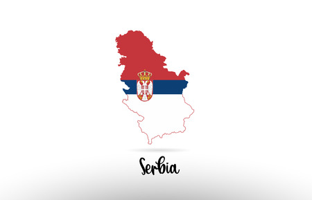 Serbia country flag inside country border map design suitable for a logo icon designのイラスト素材