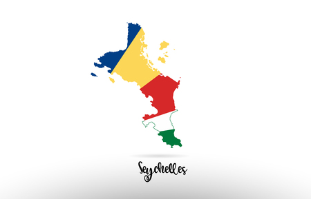 Seychelles country flag inside country border map design suitable for a logo icon designのイラスト素材