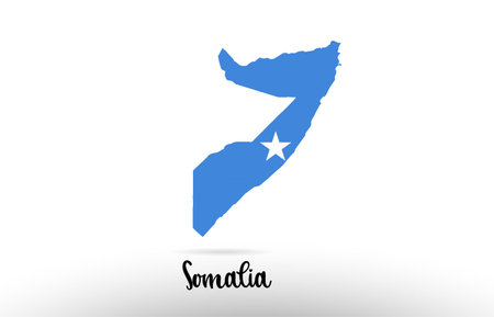 Somalia country flag inside country border map design suitable for a logo icon designのイラスト素材