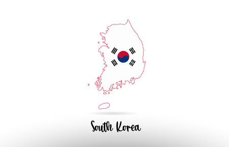 South Korea country flag inside country border map design suitable for a logo icon designのイラスト素材