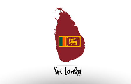 Sri Lanka country flag inside country border map design suitable for a logo icon designのイラスト素材