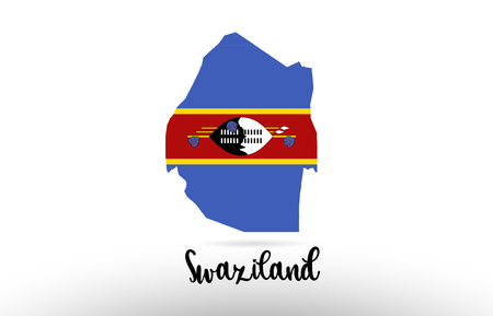 Swaziland country flag inside country border map design suitable for a logo icon designのイラスト素材