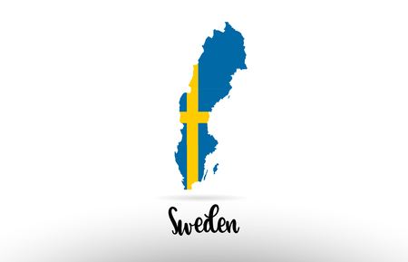 Sweden country flag inside country border map design suitable for a logo icon designのイラスト素材