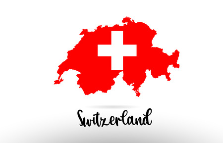 Switzerland country flag inside country border map design suitable for a logo icon designのイラスト素材