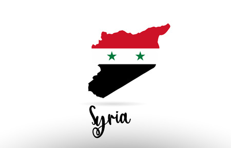 Syria country flag inside country border map design suitable for a logo icon designのイラスト素材