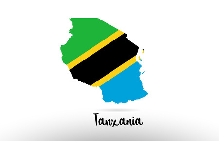 Tanzania country flag inside country border map design suitable for a logo icon designのイラスト素材