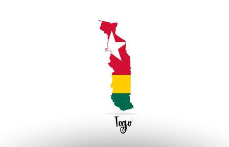 Togo country flag inside country border map design suitable for a logo icon designのイラスト素材
