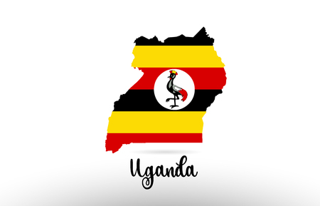 Uganda country flag inside country border map design suitable for a logo icon designのイラスト素材