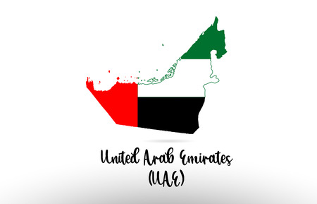 United Arab Emirates country flag inside country border map design suitable for a logo icon designのイラスト素材