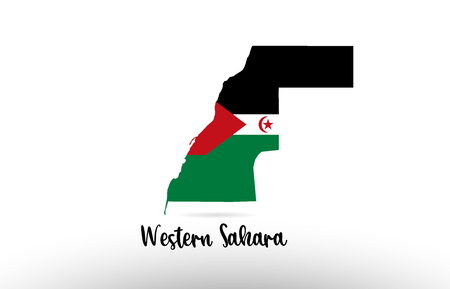 Western Sahara country flag inside country border map design suitable for a logo icon designのイラスト素材
