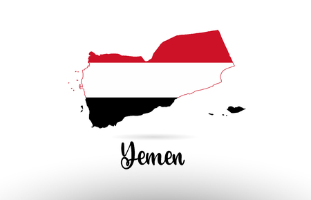 Yemen country flag inside country border map design suitable for a logo icon designのイラスト素材
