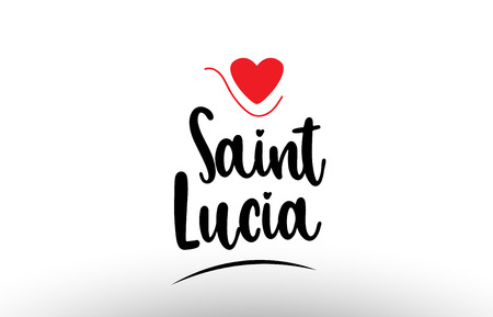 Saint Lucia country text with red love heart suitable for a logo icon or typography designのイラスト素材