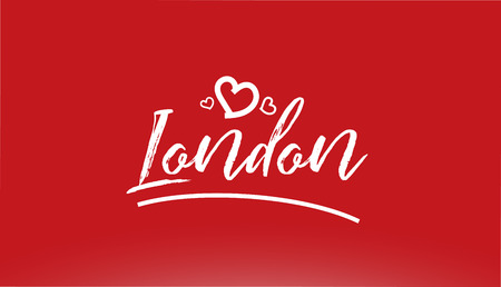 london white city hand written text with heart on red background for logo or typography designのイラスト素材