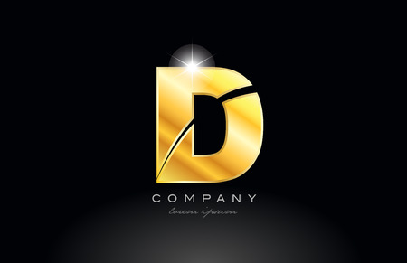 letter d gold golden alphabet logo icon design with metal look on black background suitable for a company or businessのイラスト素材