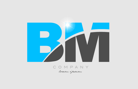 combination letter bm b m in grey blue color alphabet logo icon design suitable for a company or businessのイラスト素材