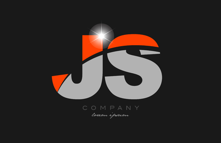 combination letter js j s in grey orange color alphabet logo icon design suitable for a company or businessのイラスト素材