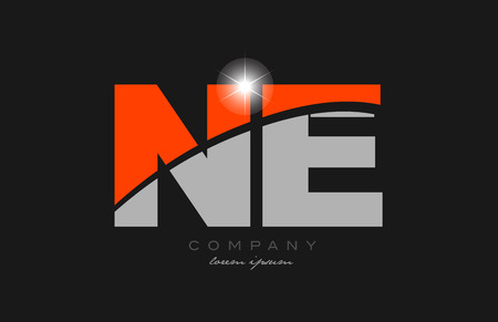 combination letter ne n e in grey orange color alphabet logo icon design suitable for a company or businessのイラスト素材