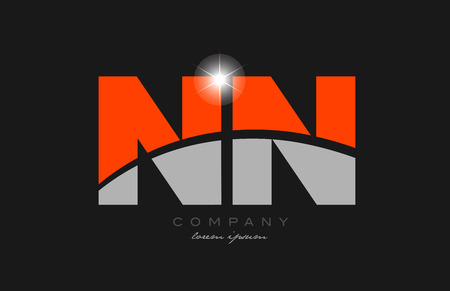 combination letter nn n n in grey orange color alphabet logo icon design suitable for a company or businessのイラスト素材