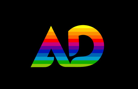 rainbow color colored colorful alphabet letter ad a d logo combination design suitable for a company or businessのイラスト素材