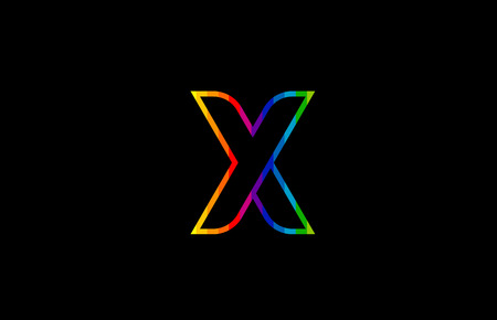 rainbow color colored colorful alphabet letter x logo design suitable for a company or businessのイラスト素材
