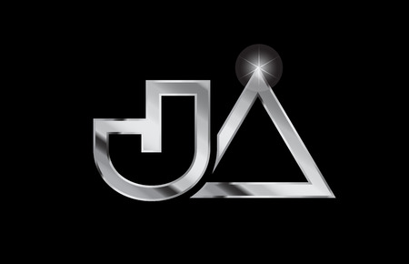 silver metal alphabet letter logo combination ja j a design suitable for a company or businessのイラスト素材
