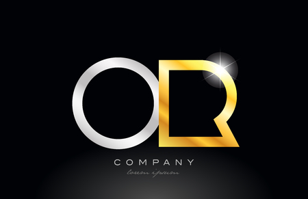 gold silver alphabet letter logo combination or o r design suitable for a company or businessのイラスト素材
