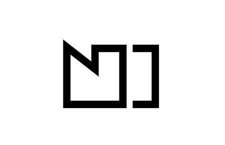 black and white alphabet letter logo combination ni n i design suitable for a company or businessのイラスト素材