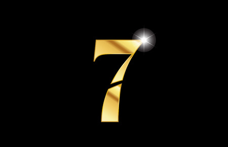 gold golden metal metallic number 7 seven logo icon design for a company or businessのイラスト素材