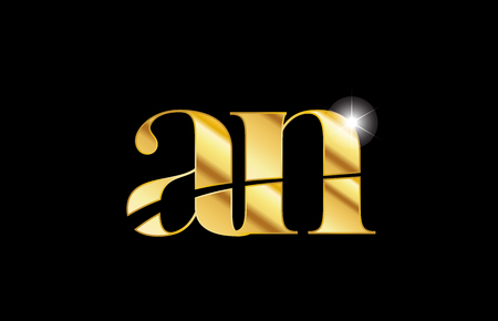 gold golden metal metallic alphabet letter an a n logo icon design for a company or businessのイラスト素材