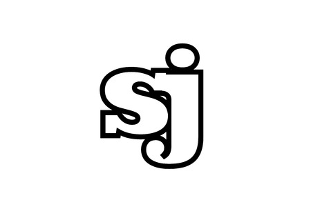 Connected or joined sj s j black alphabet letter combination suitable as a logo icon design for a company or businessのイラスト素材