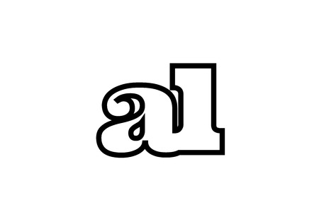 Connected or joined al a l black alphabet letter combination suitable as a logo icon design for a company or businessのイラスト素材