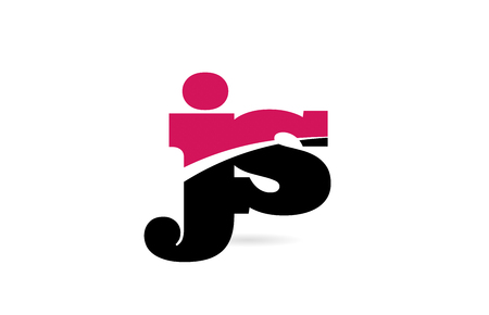 js j s pink and black alphabet letter combination suitable as a logo icon design for a company or businessのイラスト素材