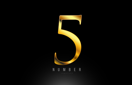 Number gold golden 5 logo design with metal look suitable for a company or businessのイラスト素材