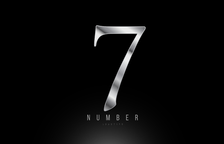 Silver grey metallic number 7 logo design with metal look suitable for a company or businessのイラスト素材