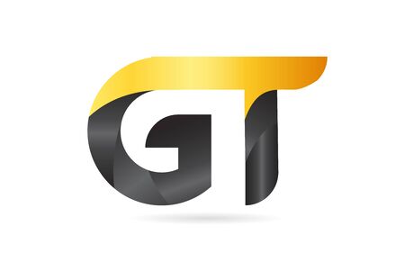 joined or connected GT G T yellow black alphabet letter logo combination suitable as an icon design for a company or businessのイラスト素材