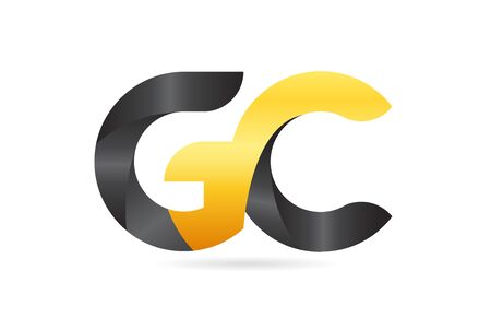 joined or connected GC G C yellow black alphabet letter logo combination suitable as an icon design for a company or businessのイラスト素材