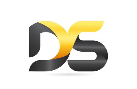 joined or connected DS D S yellow black alphabet letter logo combination suitable as an icon design for a company or businessのイラスト素材